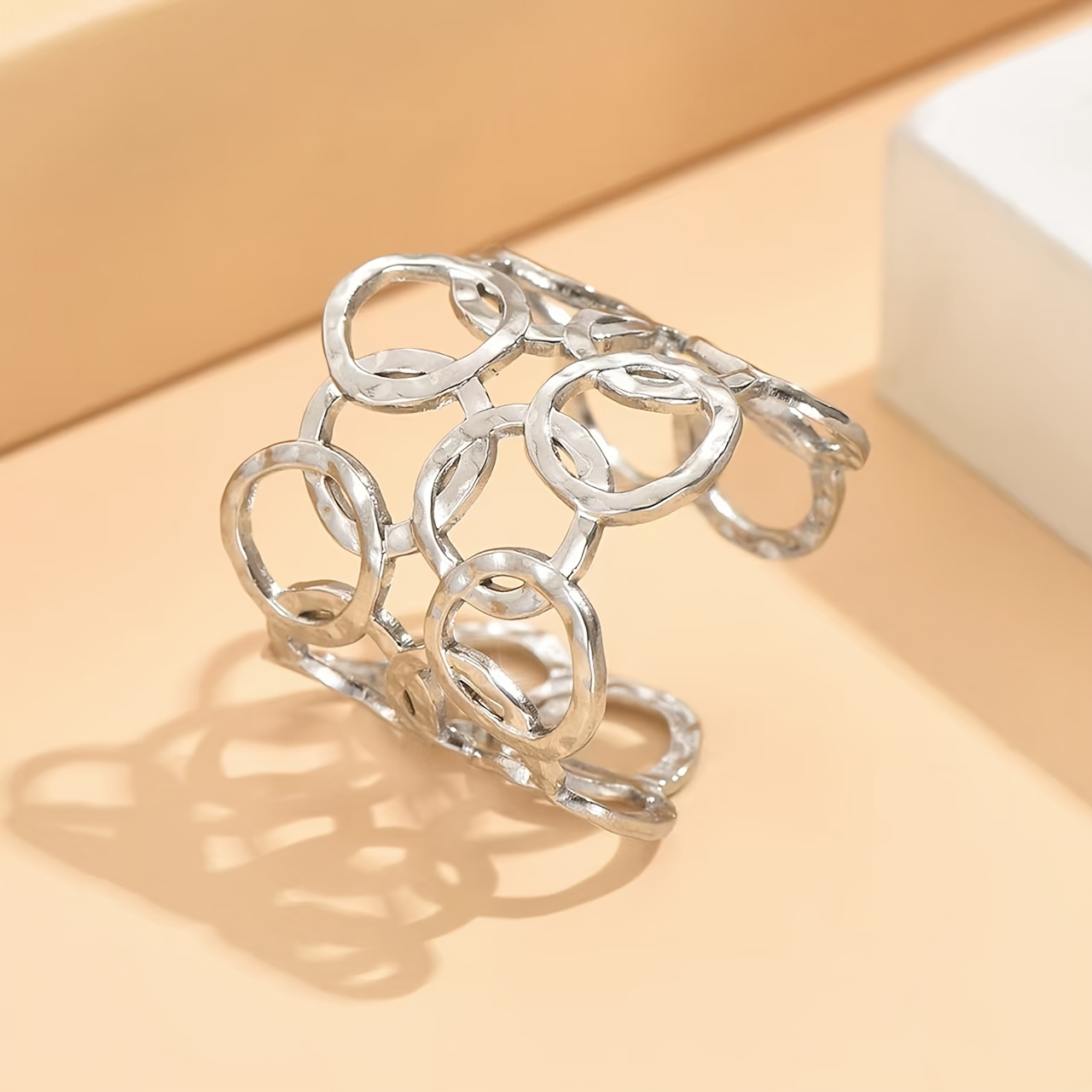 Women's Trendy 304 Stainless Steel Circle Hollow Open Ring